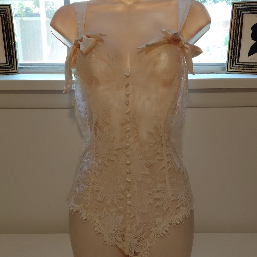 Ivory Bridal Teddy Vintage 80s Victoria's Secret